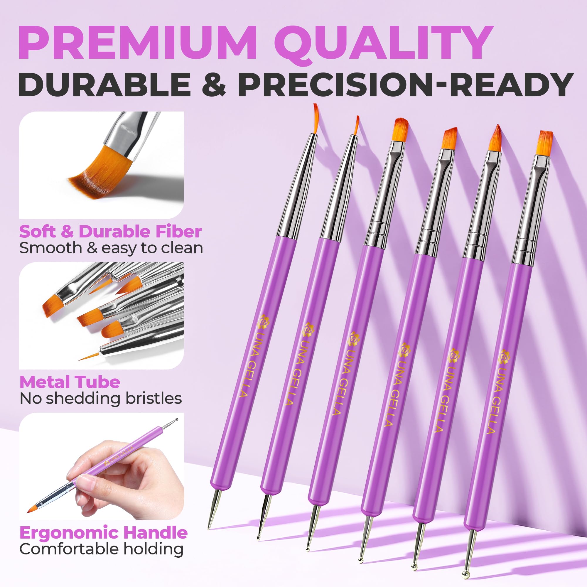 UNA GELLA nail art pens dual-ended design includes a dotting tool for accents.