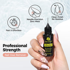 UNA GELLA vitamin E-infused remover close-up highlights nourishing formula.