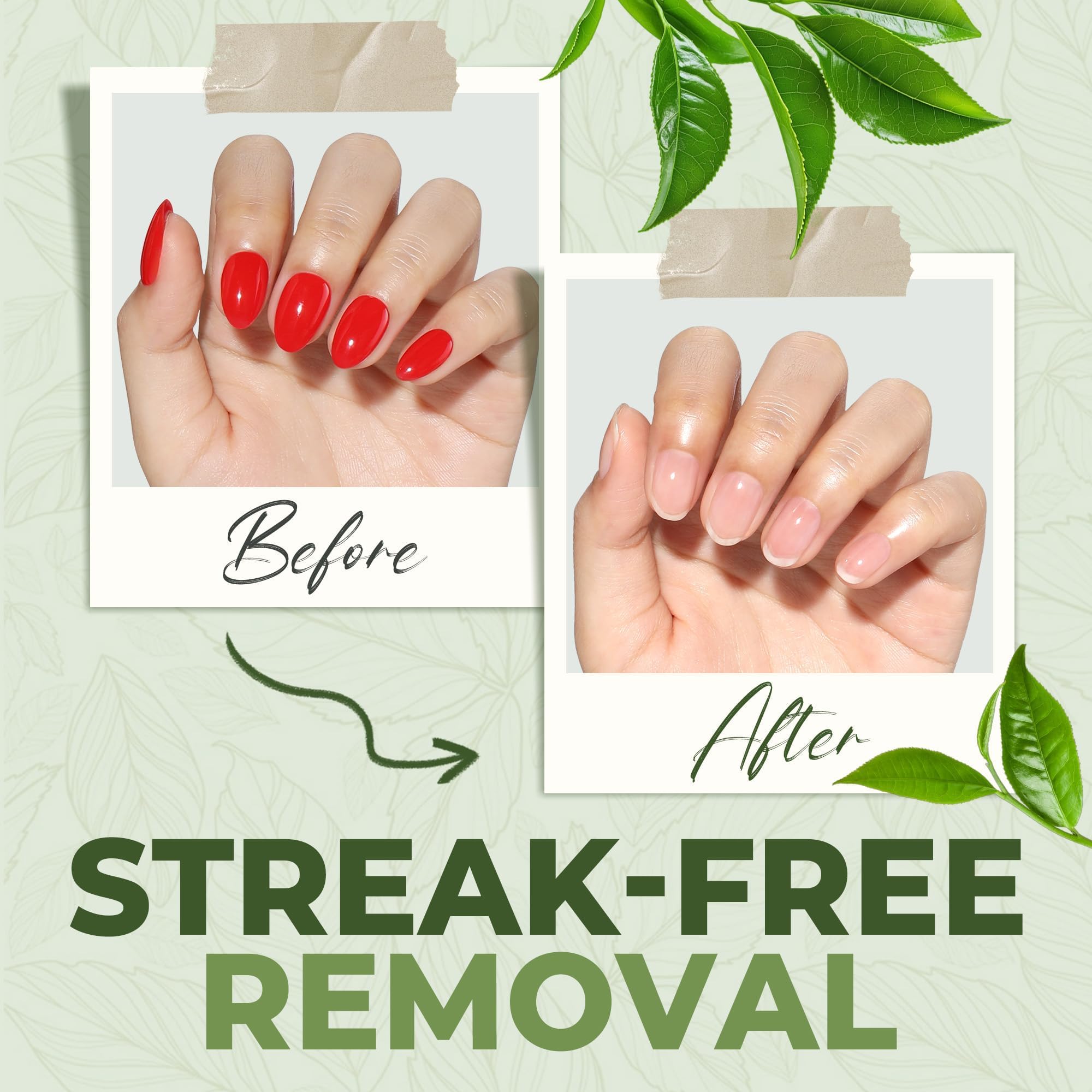 UNA GELLA nail removal action showing polish being lifted.