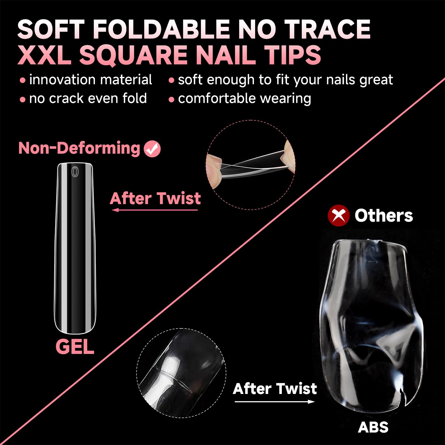 UNA GELLA clear long nail tips provide comfortable fit on various nails