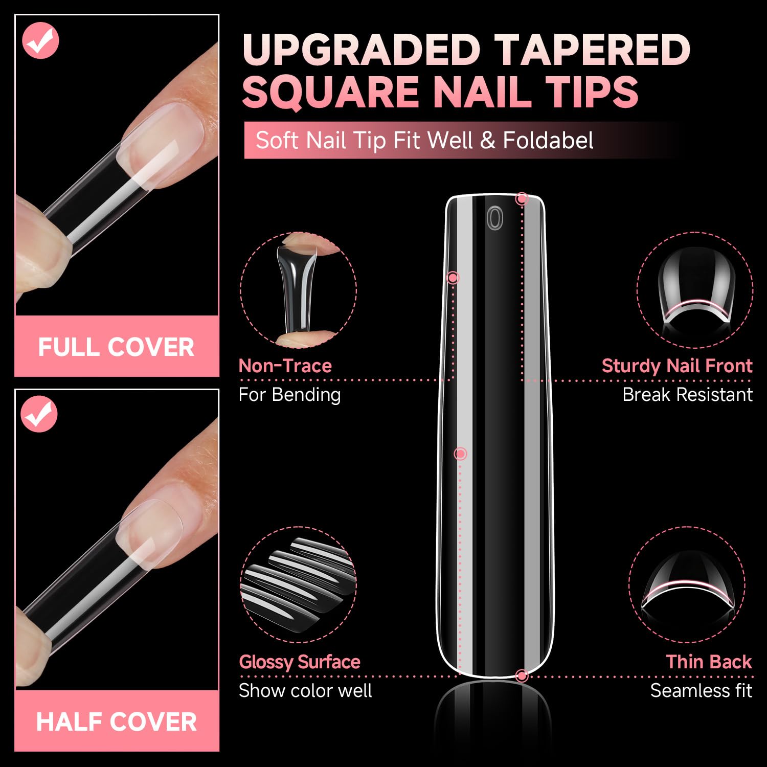 UNA GELLA nail tips hold glue securely for strong adhesion