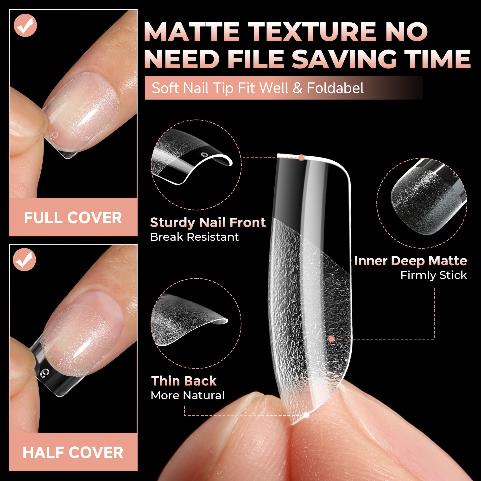 UNA GELLA nail tips square 120pcs in 12 sizes boxed for versatile DIY use.