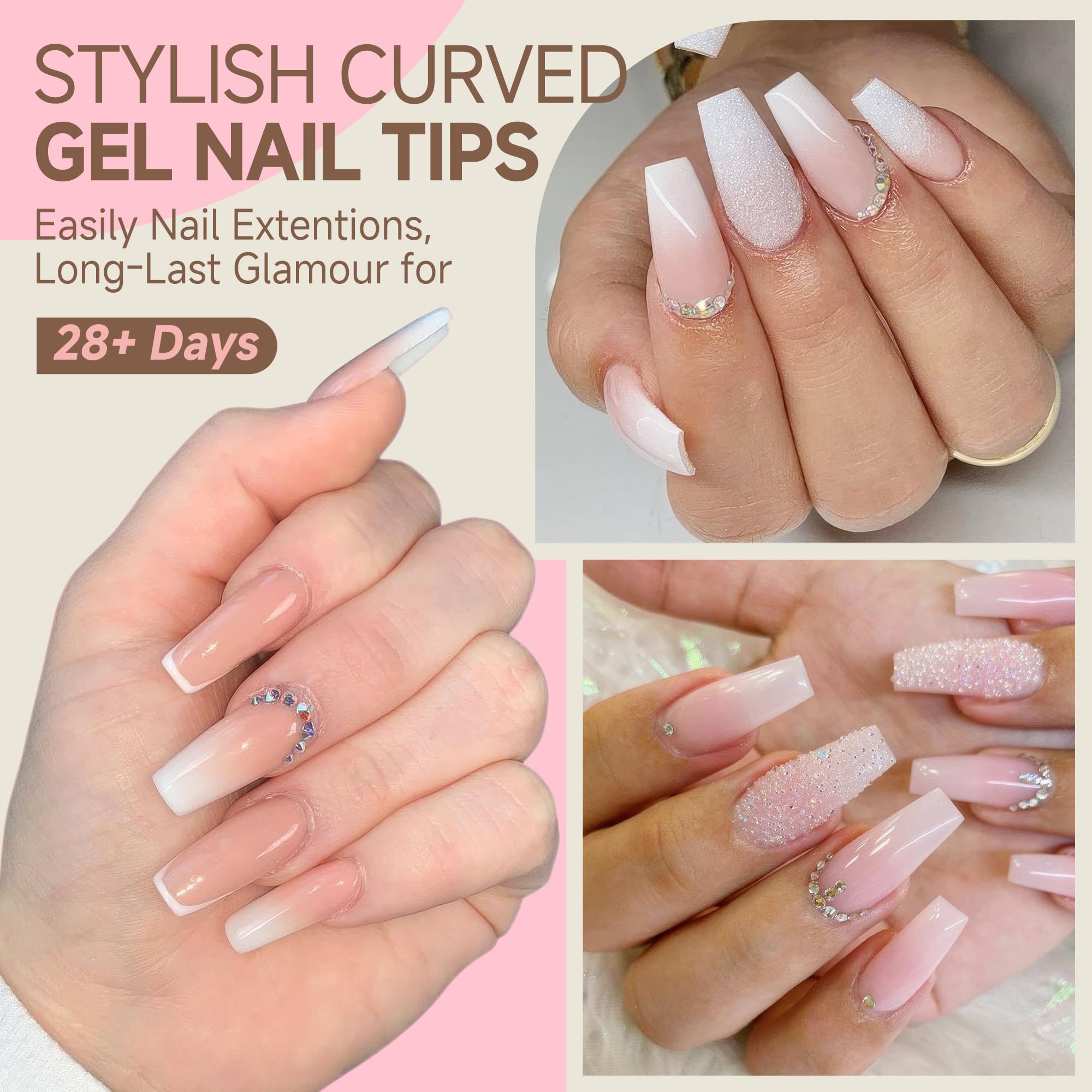 UNA GELLA semi-matte tips provide strong, air-bubble-free bonding