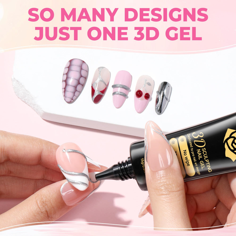 UNA GELLA 3D gel tube design lets you squeeze and shape quickly for French edges.