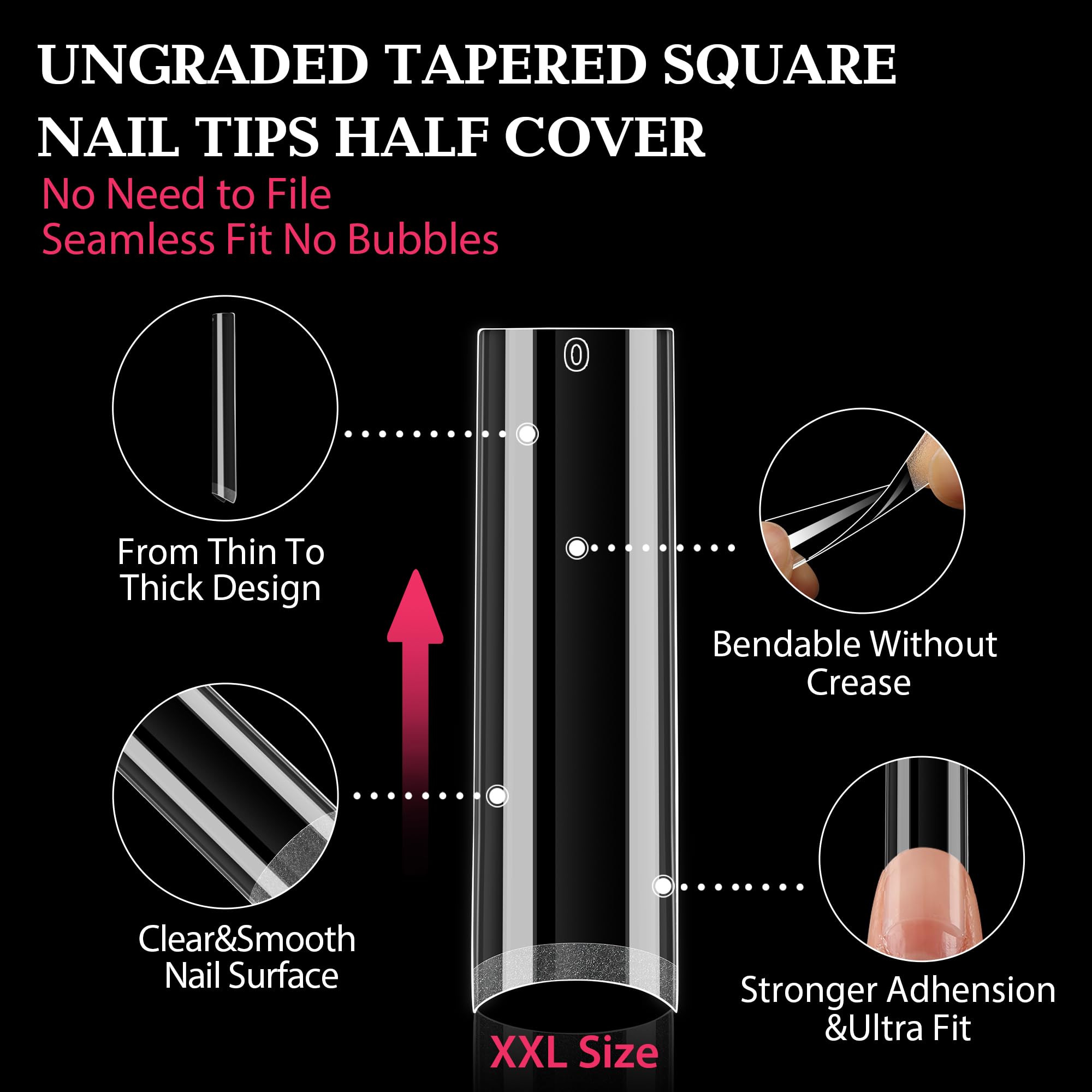 UNA GELLA soft gelly square tips ready for application and seamless results.