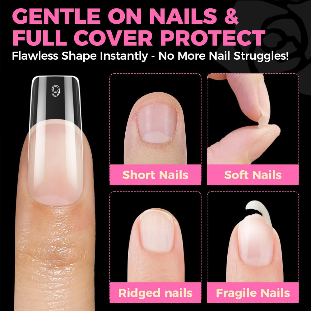UNA GELLA square fake nails at-home salon-ready for quick manicures.