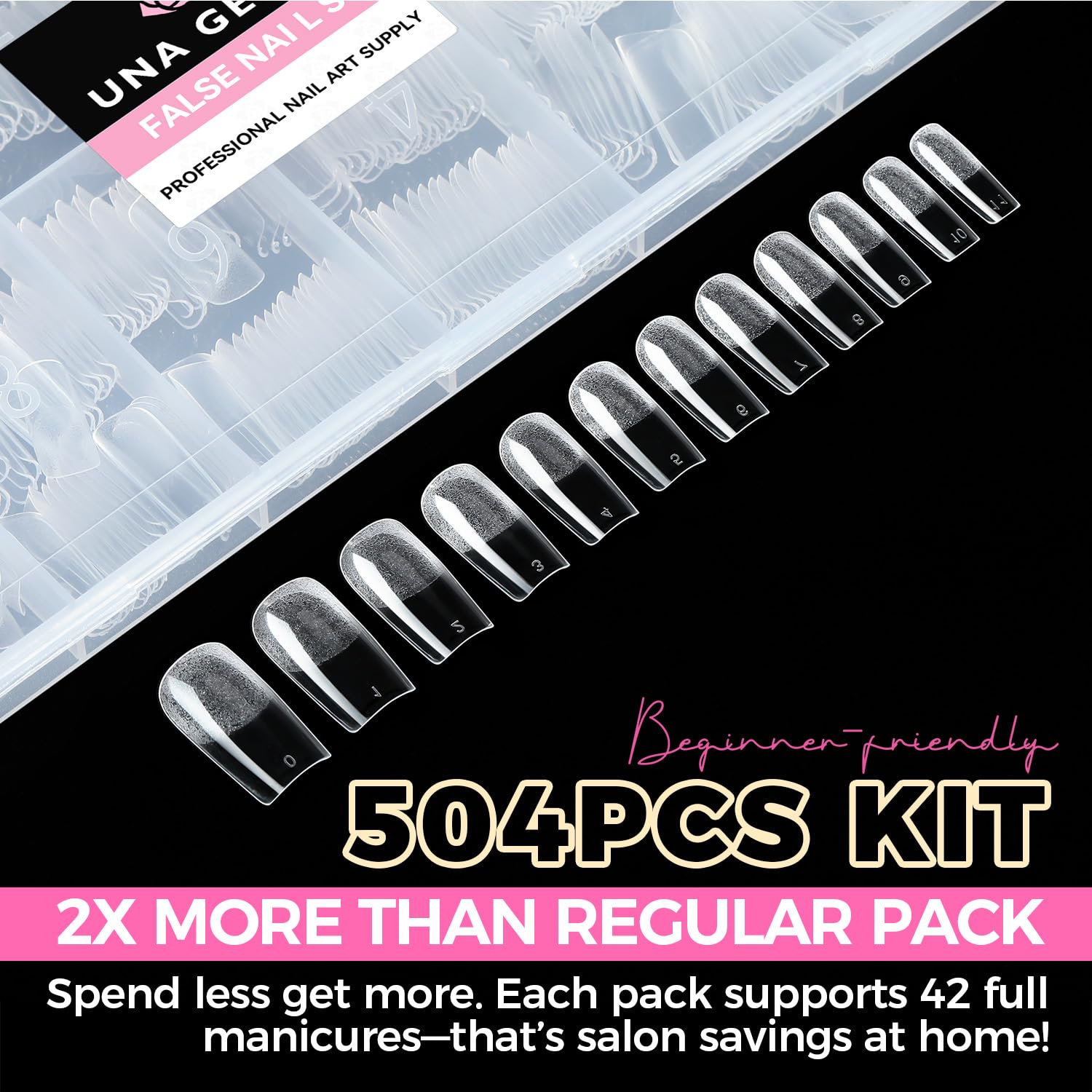 UNA GELLA square fake nails soft-tip material offers comfortable wear.