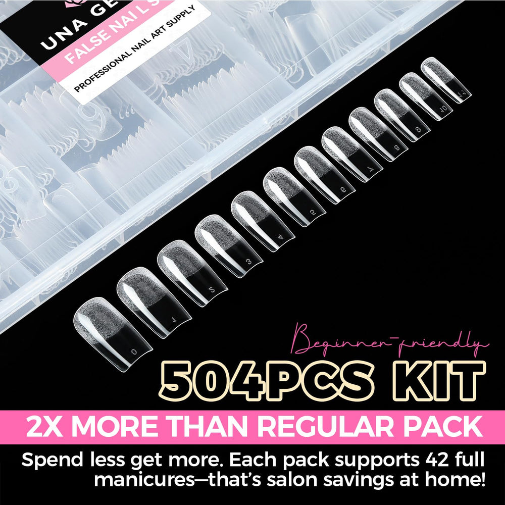 UNA GELLA square fake nails soft-tip material offers comfortable wear.