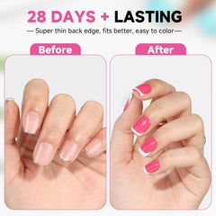UNA GELLA tips featuring thin back edge for natural fit along the nail bed.