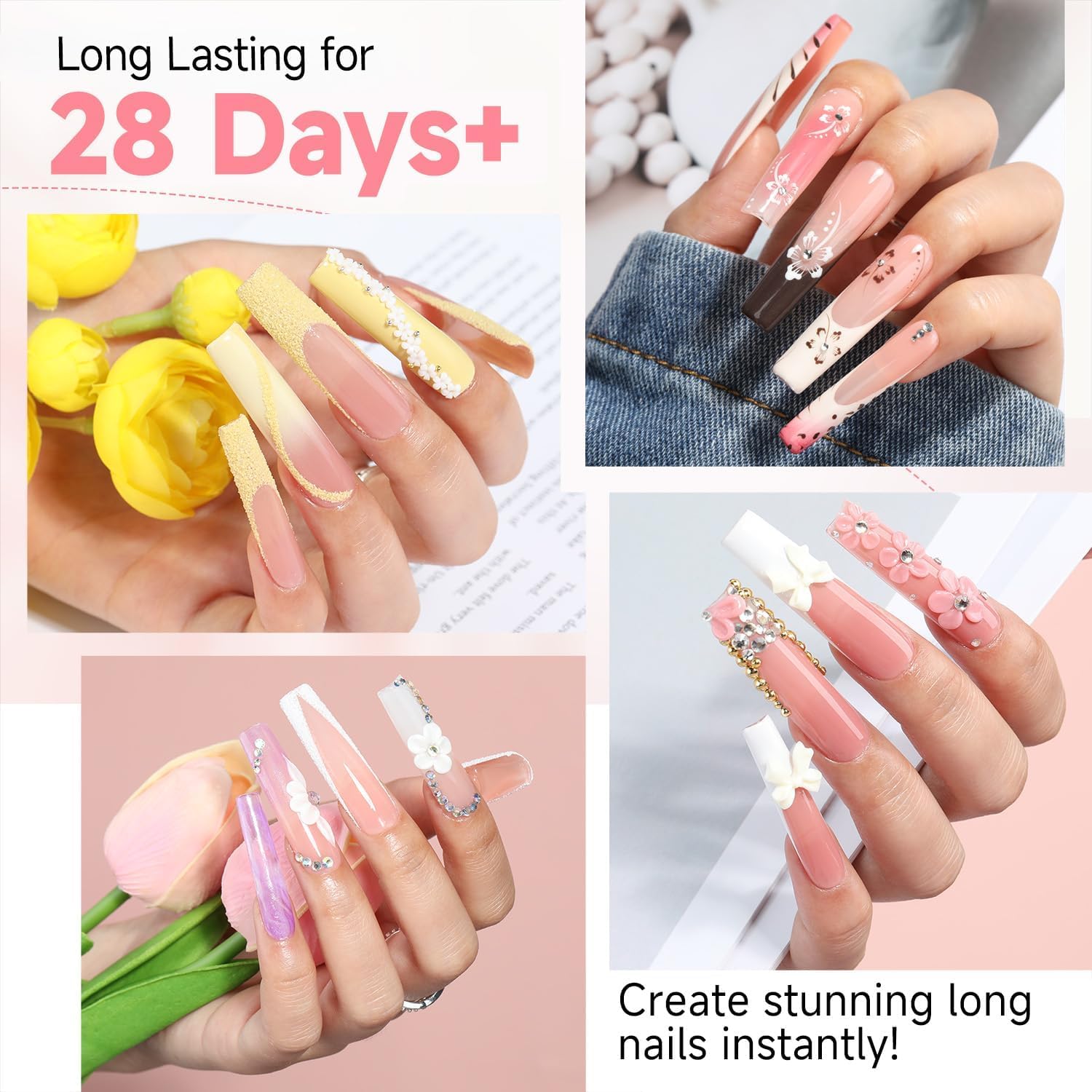 UNA GELLA clear full-cover tips close-up showing natural nail-like finish.