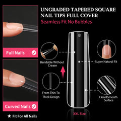 UNA GELLA tips fitted on nail bed demonstrating seamless press-on look.