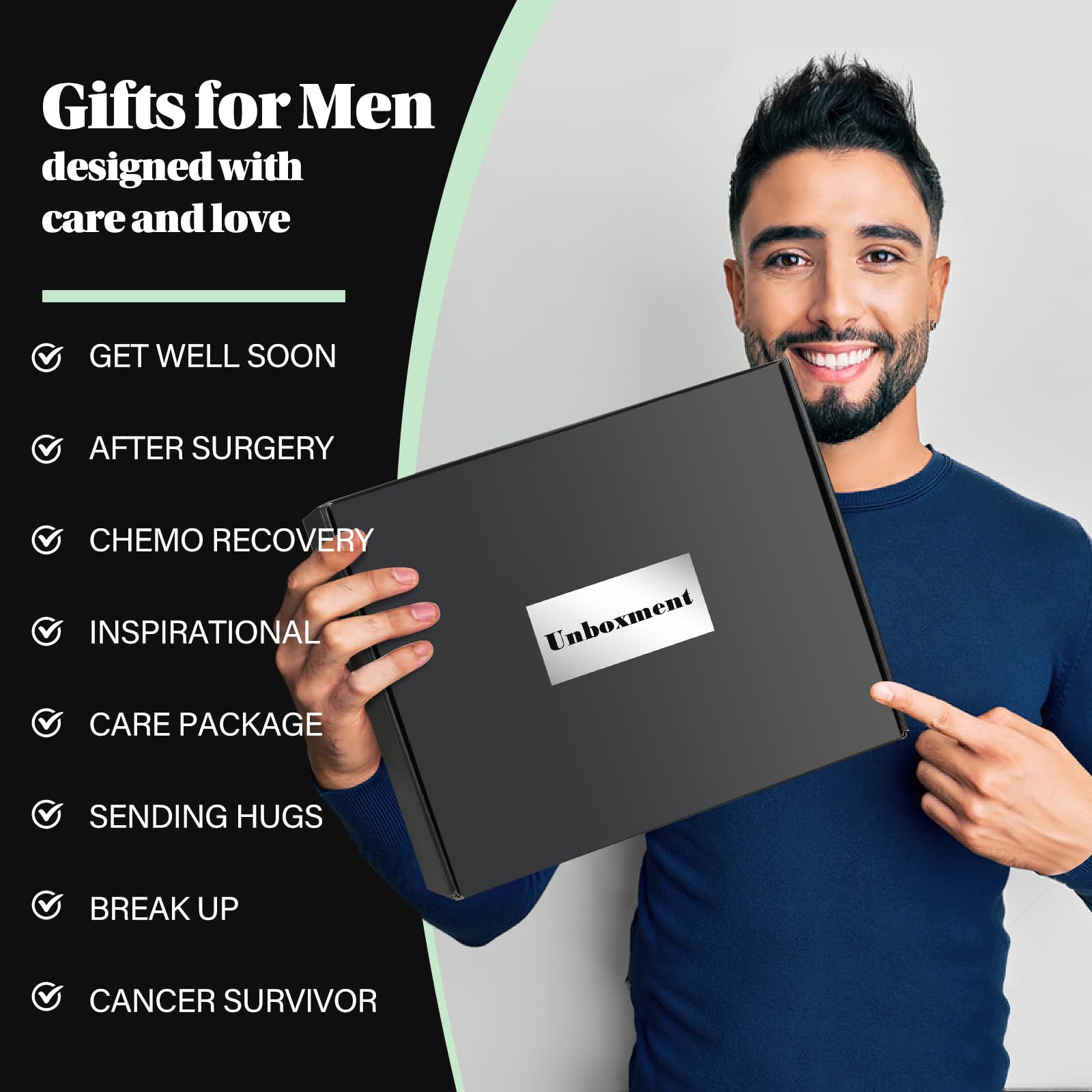 UNBOXMENT black gift box reveals premium care