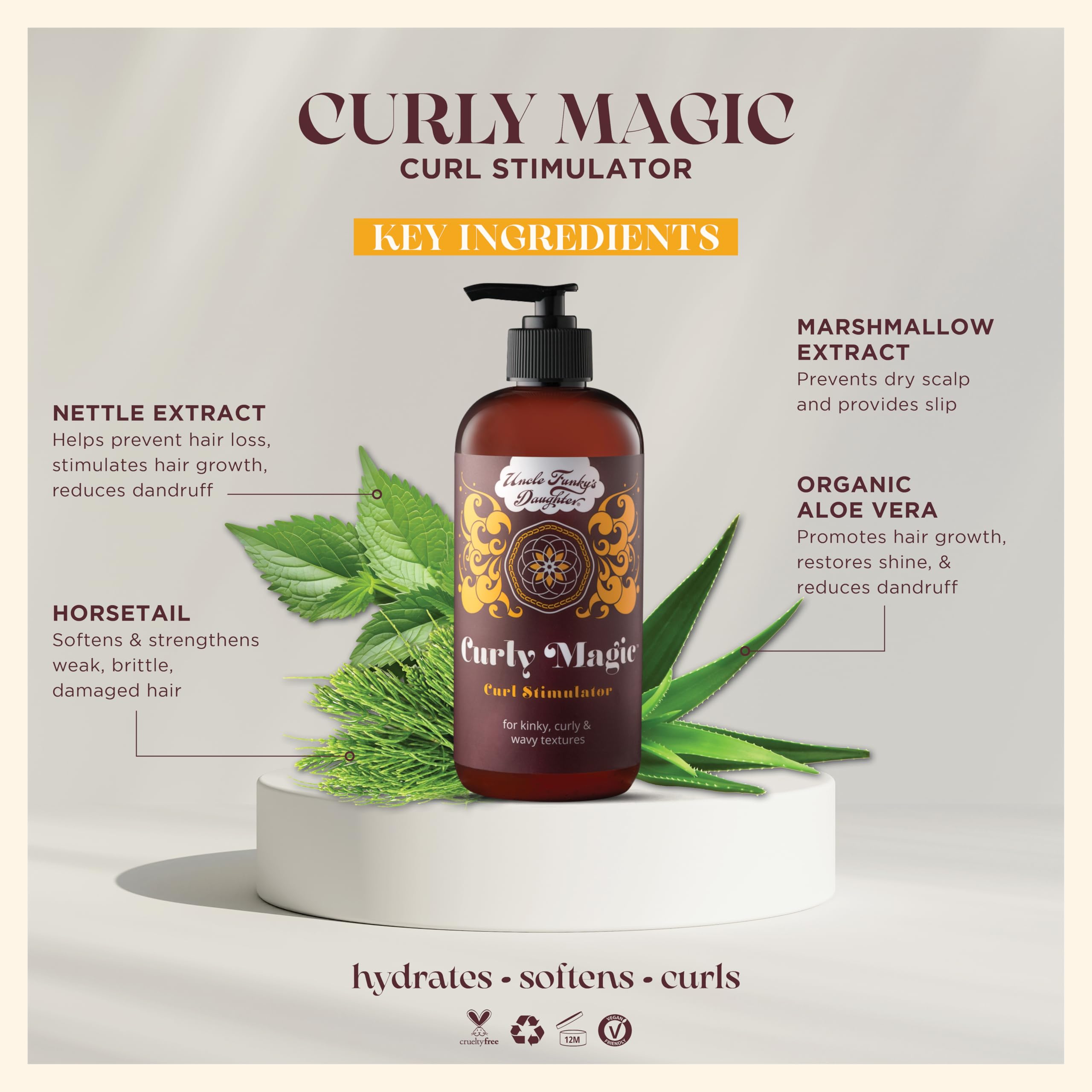 Uncle Funky's Daughter Curly Magic Stimulator moisture-boosted finish on waves