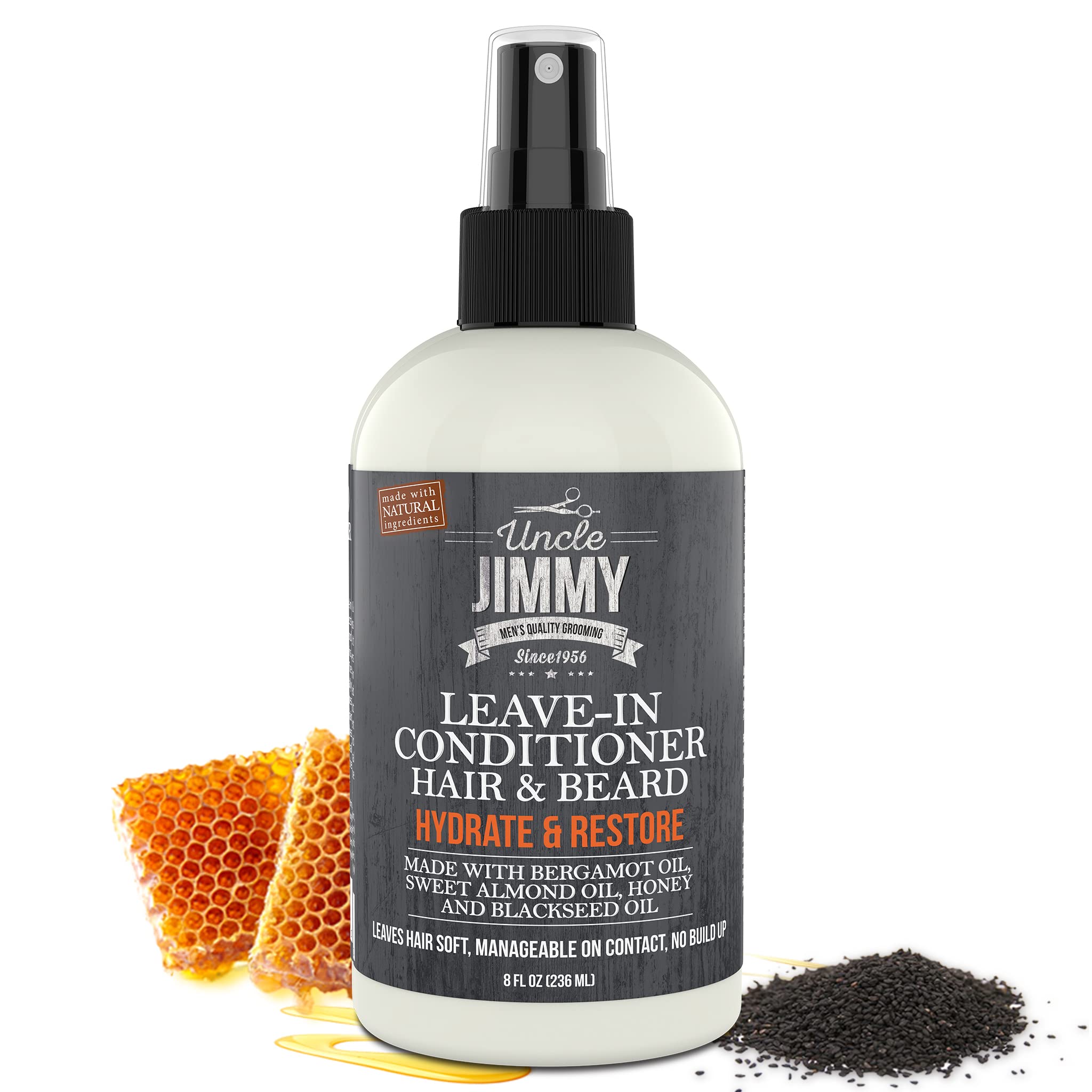 Uncle Jimmy Leave-In Conditioner helps dandruff relief and scalp comfort.