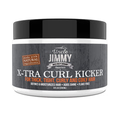 Uncle Jimmy X-TRA Curl-Kicker bottle pour showing easy curl activation and definition.