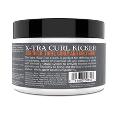 Uncle Jimmy X-TRA Curl-Kicker moisture-rich application delivering frizz control and smooth texture.