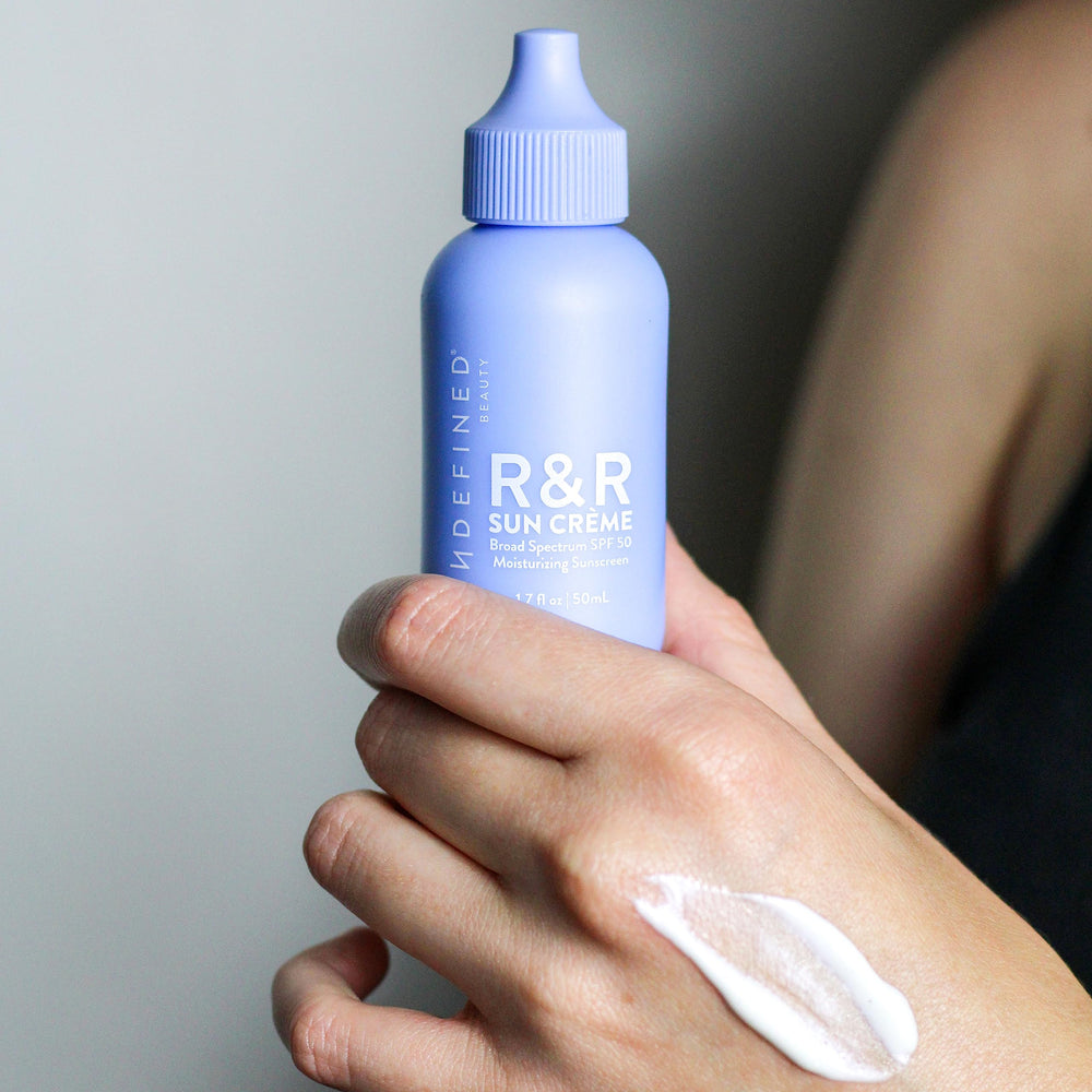 Undefined Beauty R&R Sun Crème SPF 50 outdoor-ready routine for daily protection.