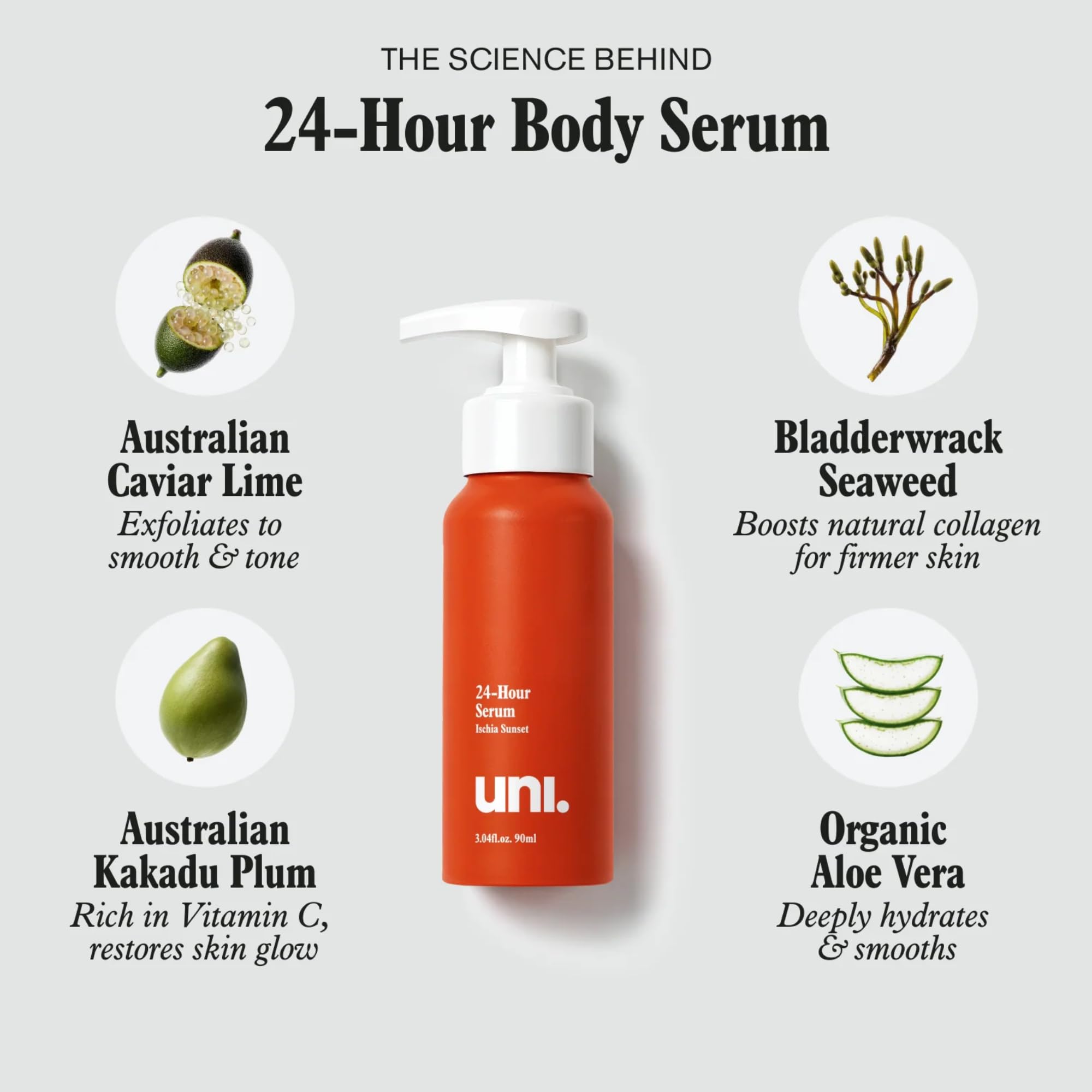 Uni 24 Hour Serum front view for product photography.