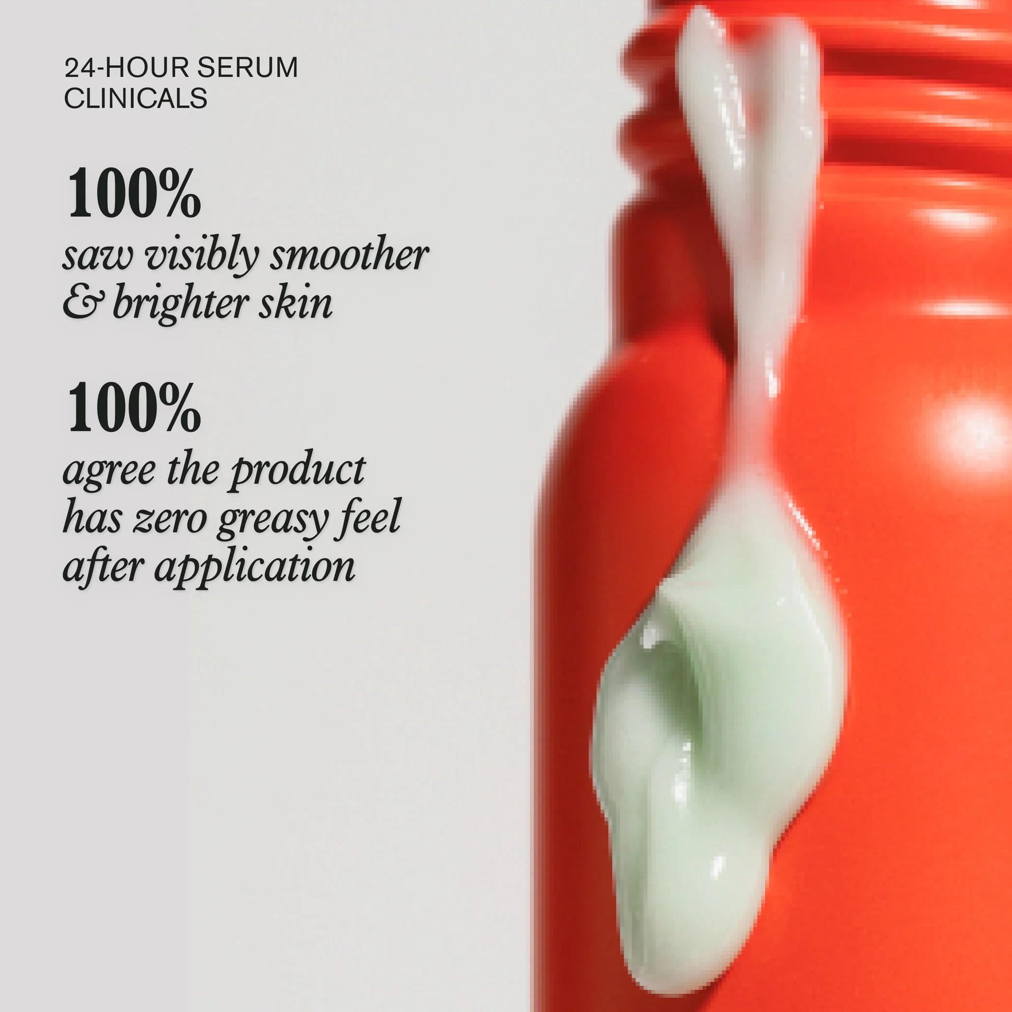 Uni 24 Hour Serum glow after application indicates radiant finish.