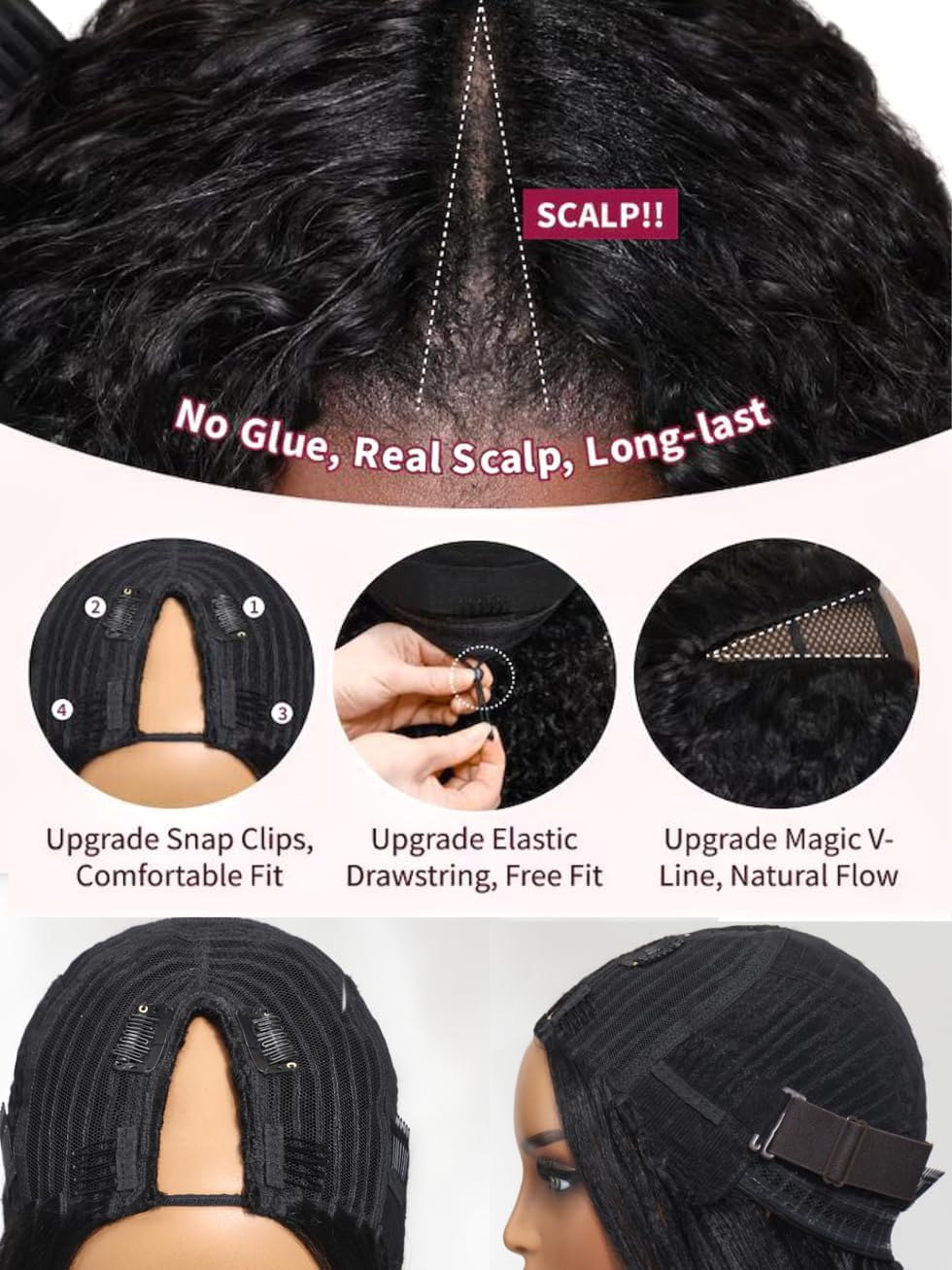 UNICE V Part Wigs model wearing to show everyday wearability