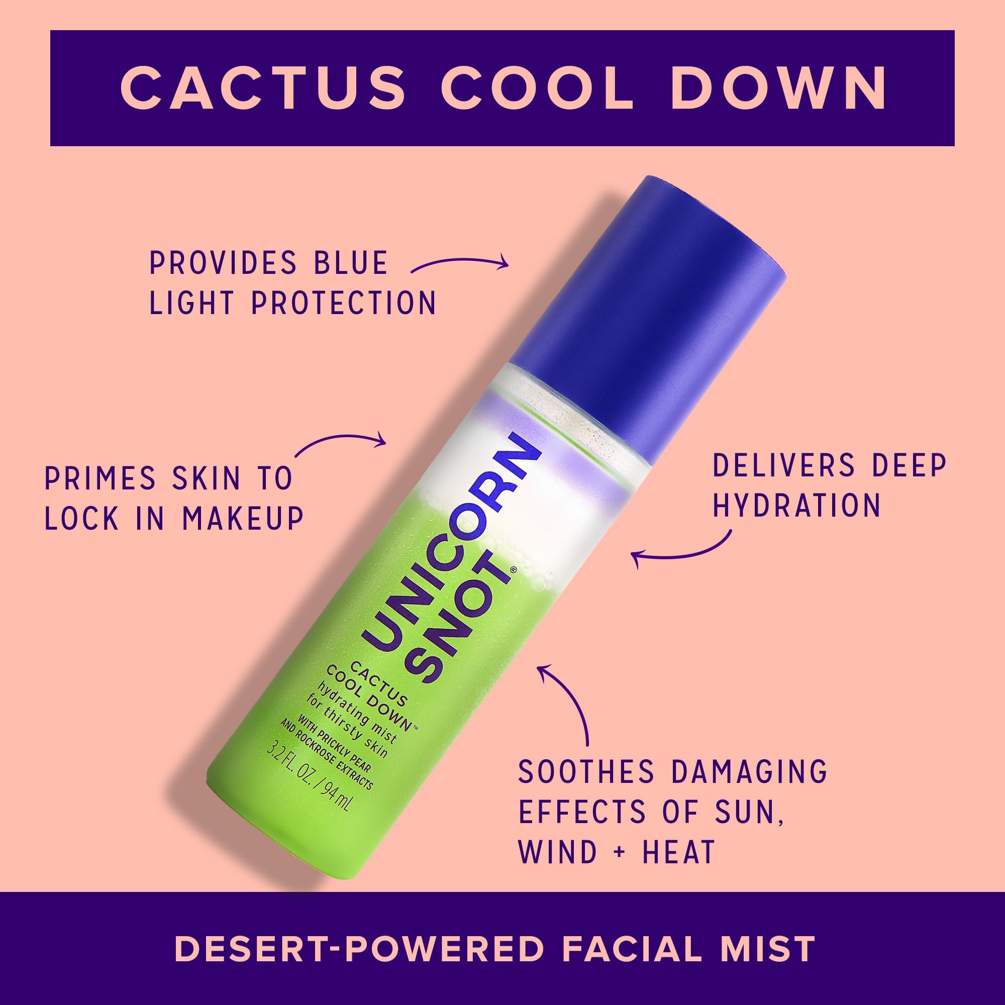 Unicorn Snot Cactus Cool Down mist spray provides lightweight cooling and quick refreshment