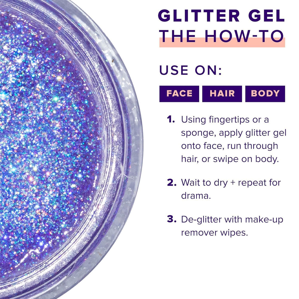UNICORN SNOT glitter gel body-art glow on shoulders and collarbone