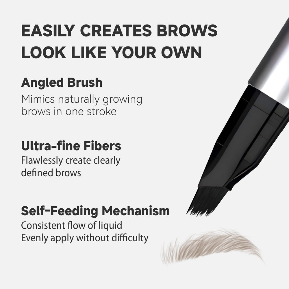 Unicos brow pen features a self-feeding mechanism for smooth, consistent flow.