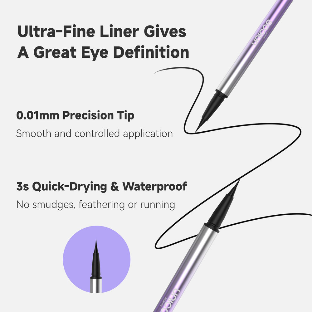 Unicos waterproof and smudge-proof formula stays put all day.