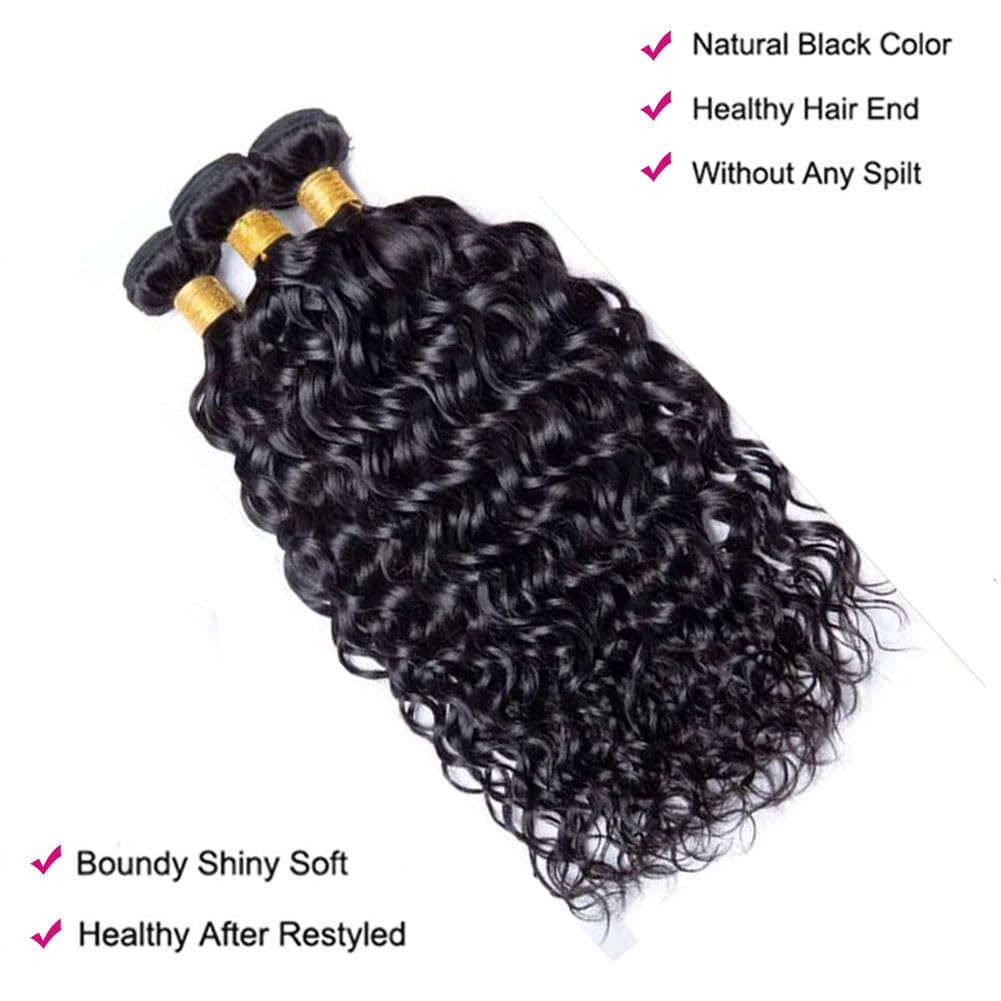 UNILO water wave bundles 14 inch natural black add volume and soft texture.