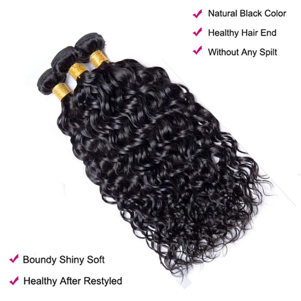 UNILO water wave bundles 14 inch natural black add volume and soft texture.