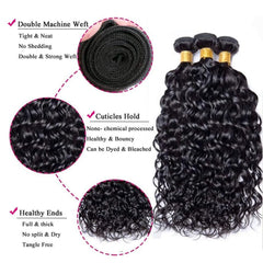 UNILO water wave bundles 16 inch natural black create full head fullness.