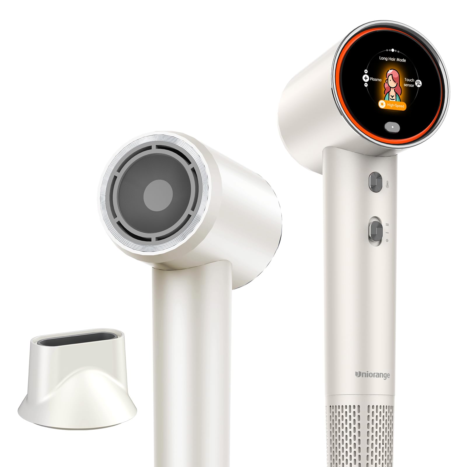 UNIORANGE intelligent-high-speed-hair-dryer front view showing sleek, compact styling and premium feel.