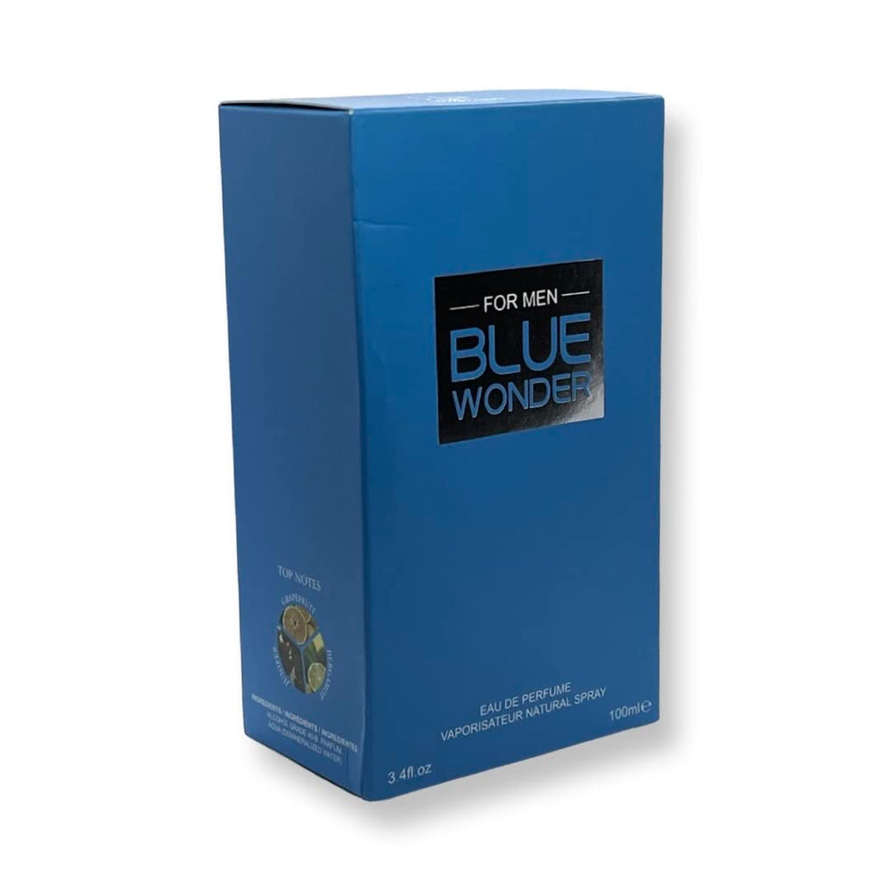 United Scents Blue Wonder packaging box highlighting gift-ready presentation.