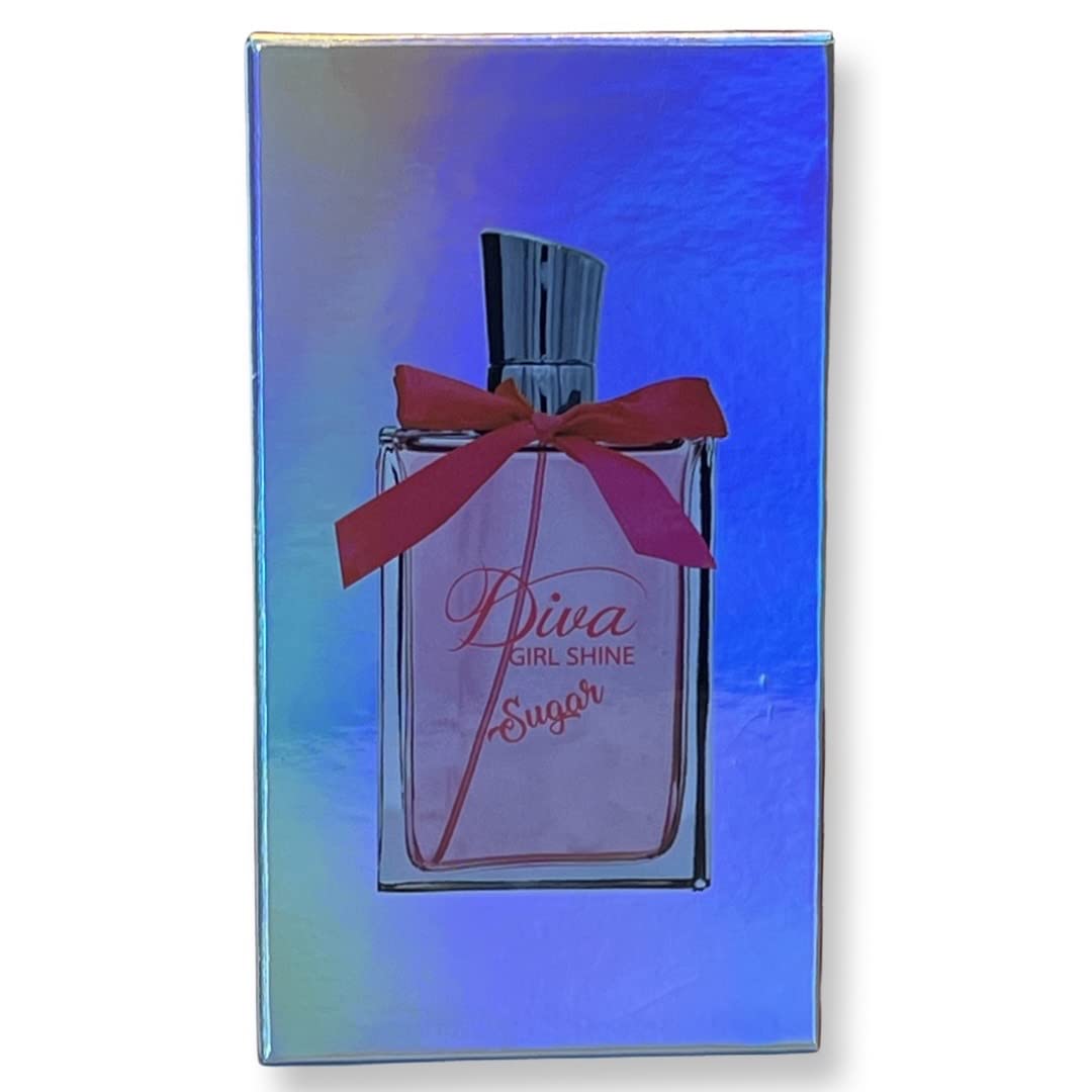 United Scents Diva Girl Shine Sugar spray nozzle view hints long-lasting wear.