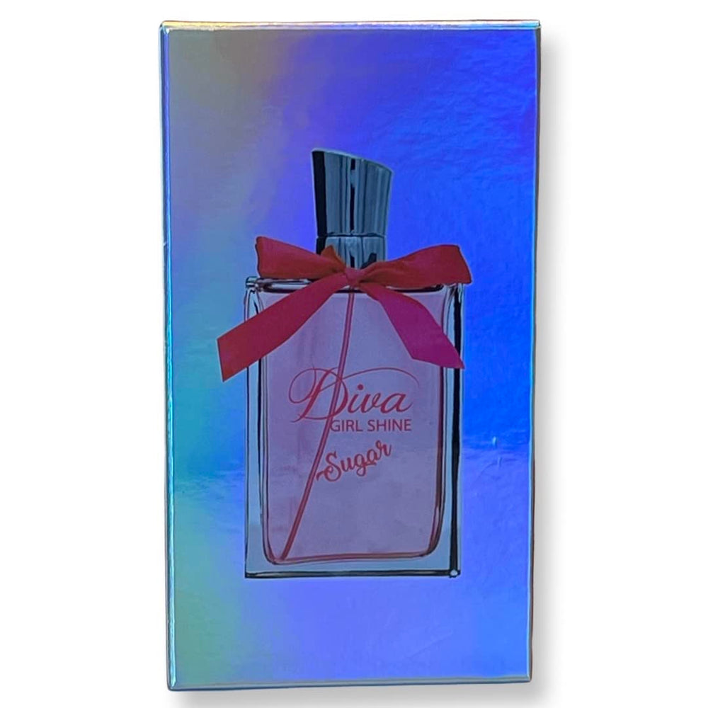 United Scents Diva Girl Shine Sugar spray nozzle view hints long-lasting wear.