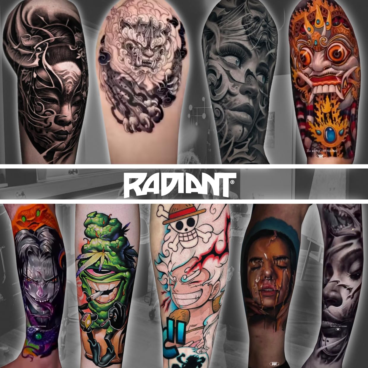 United Tattoo Supply Radiant Ink Tribal Black for deep, consistent shading.