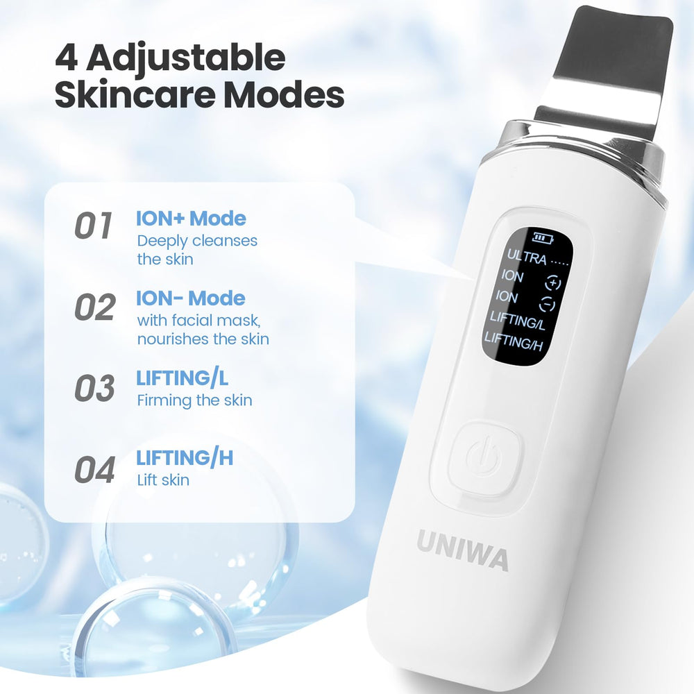 UNIWA Skin Scrubber Ion cleanse mode in action on the face