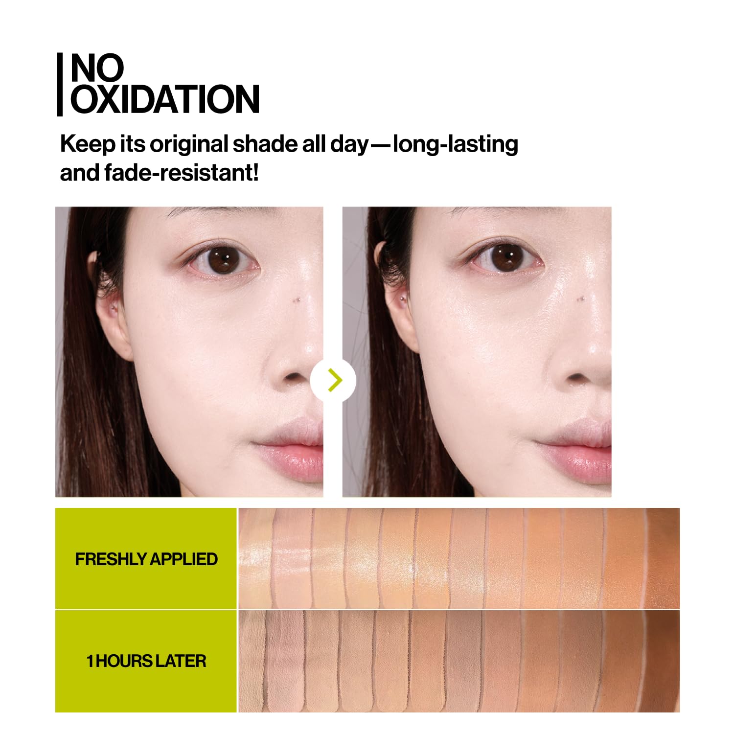 UNLEASHIA Foundation Healthy-Green Cushion close-up dispense highlights hygienic use.