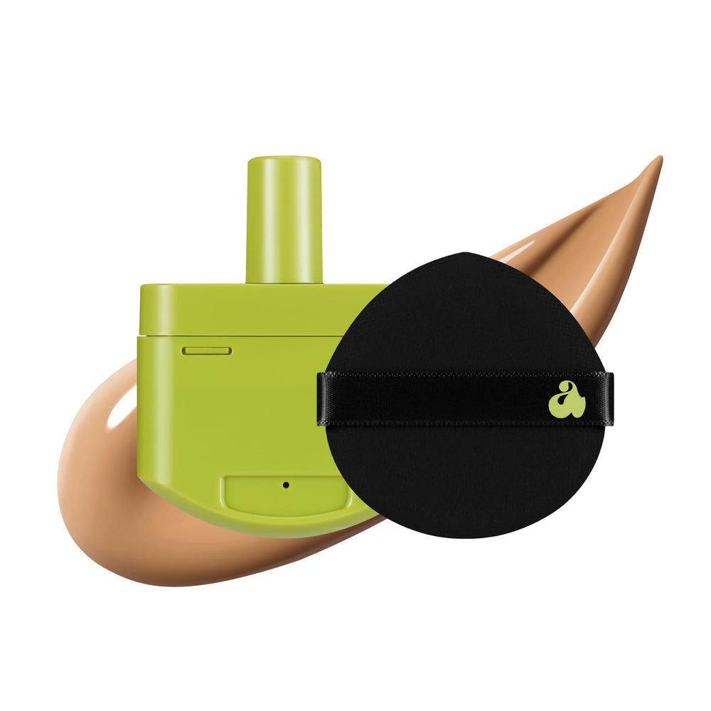 UNLEASHIA Foundation Healthy-Green Cushion packaging shows airless design for mess-free use.