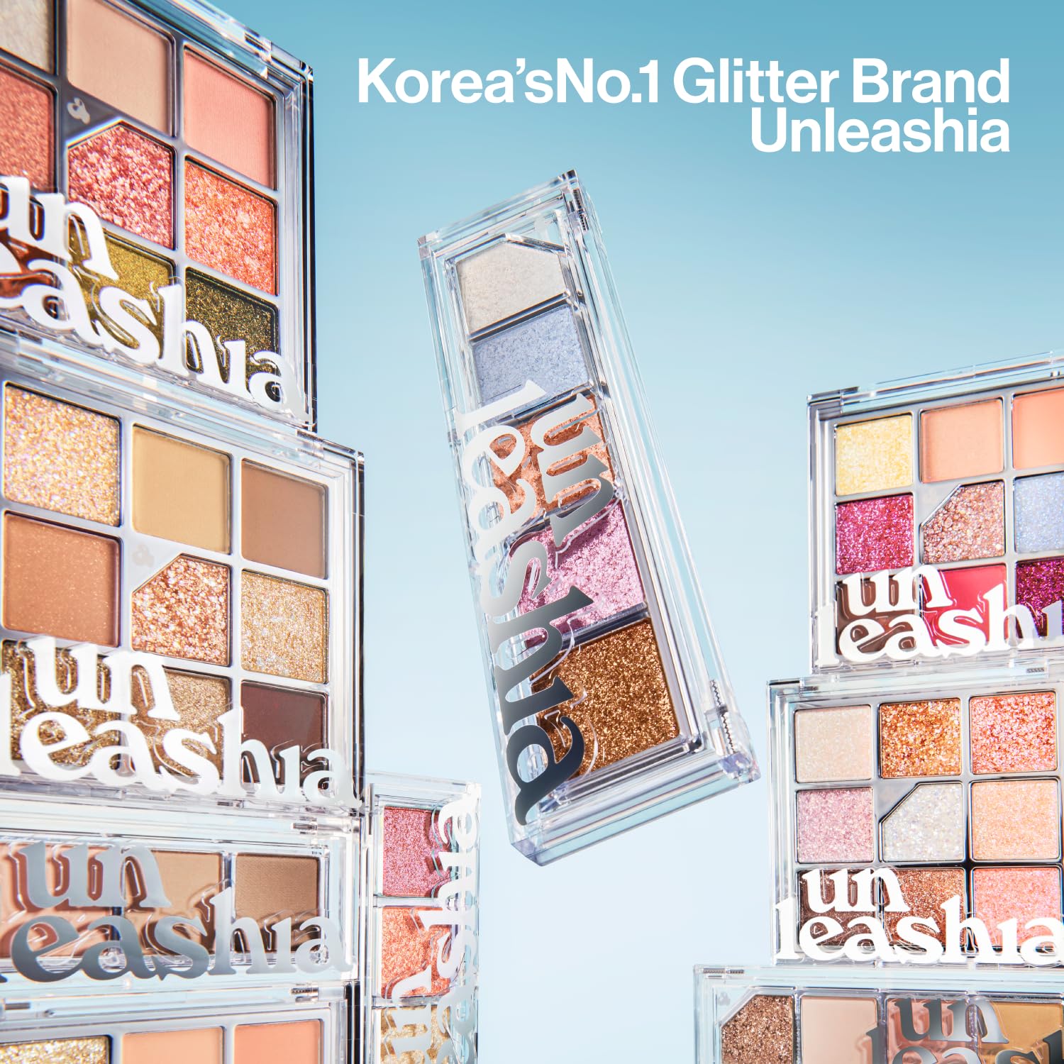 UNLEASHIA Glitterpedia eye makeup; all-in-one setup for fast glam looks.