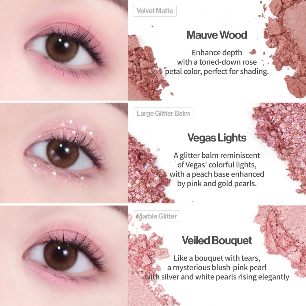 UNLEASHIA Glitterpedia palette; long-wearing colors for all-day confidence.