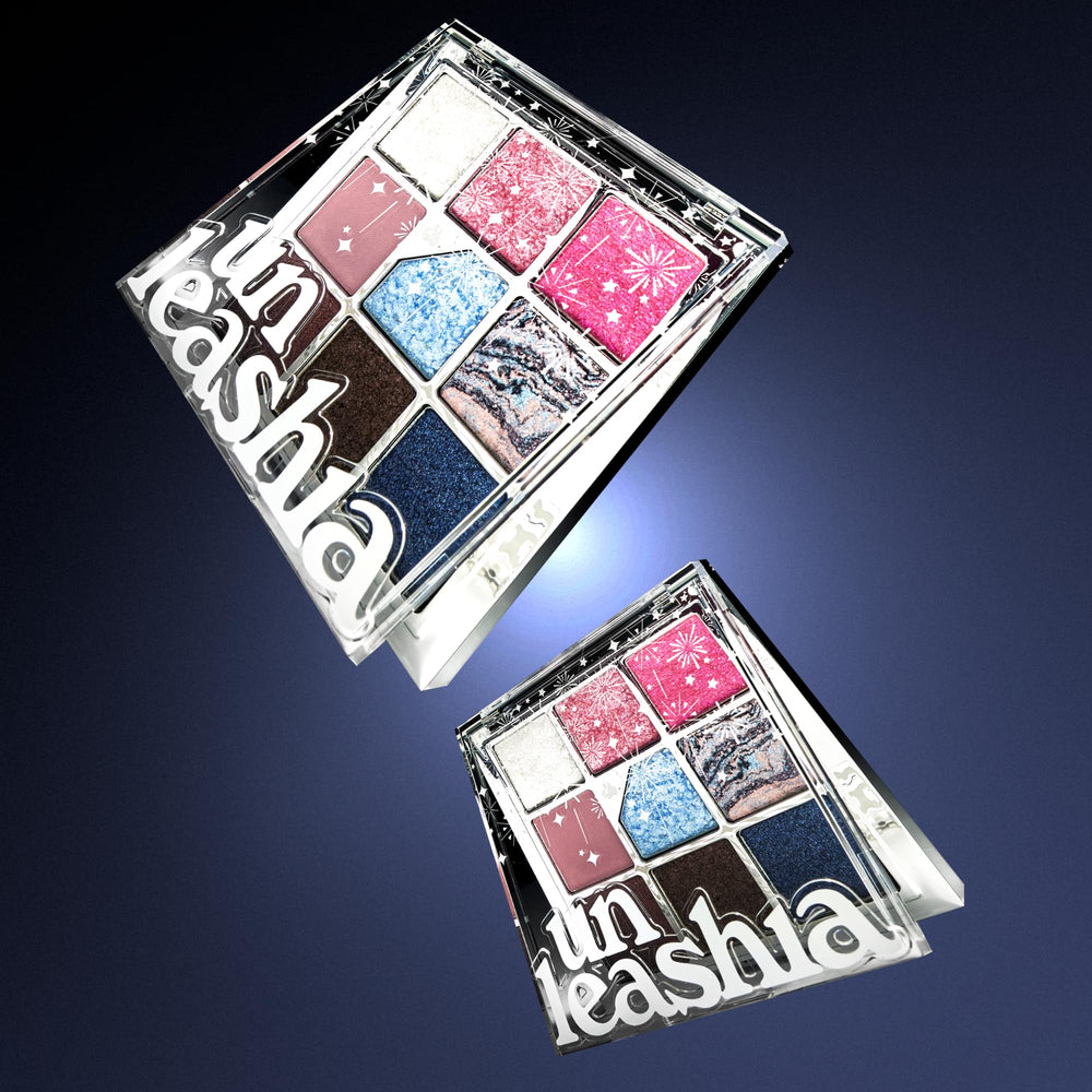 UNLEASHIA Glitterpedia swatch matrix shows pigment payoff with minimal fallout for daily glam