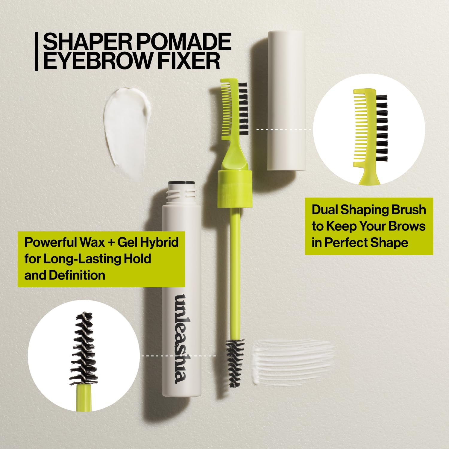 UNLEASHIA tea tree, chamomile, and rose hydrates while shaping brows.