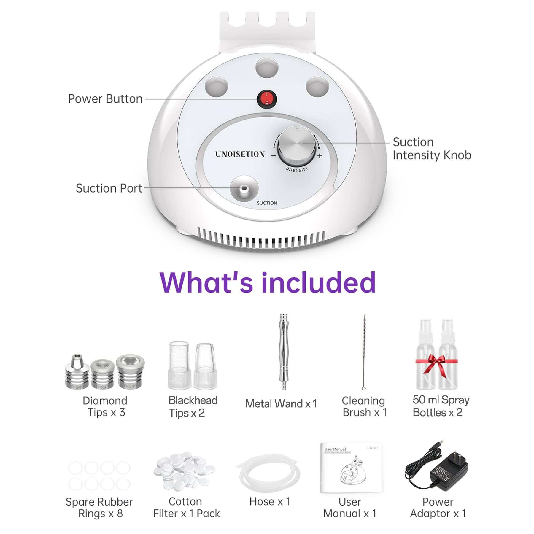 UNOISETION cleaning and maintenance kit keeps tips hygienic.