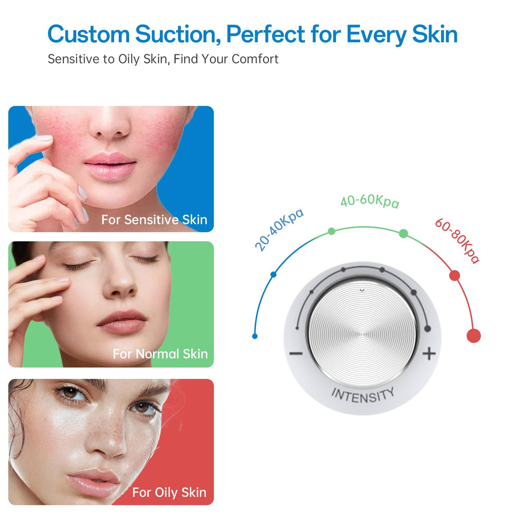UNOISETION blackhead removal demo shows pore cleaning potential.