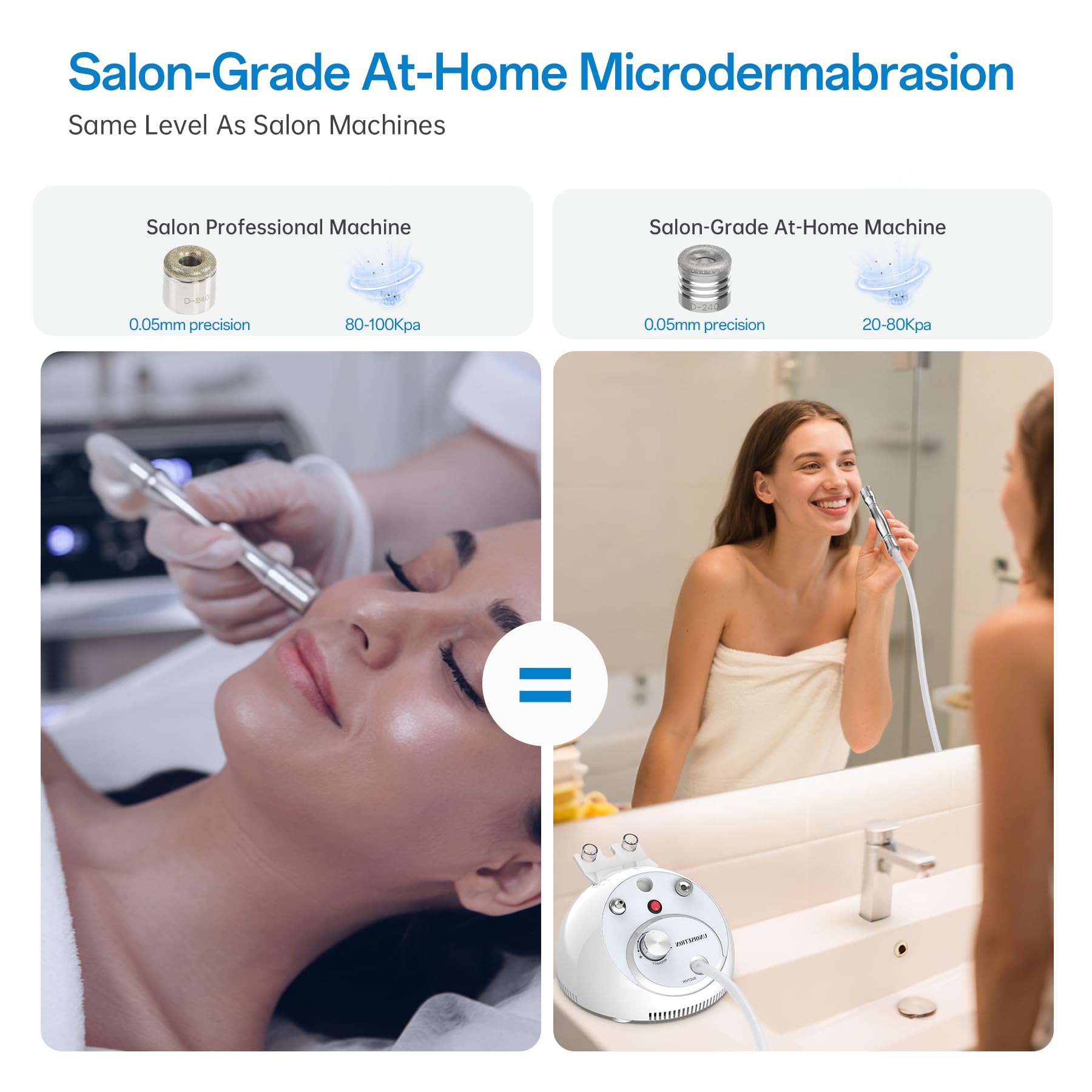 UNOISETION skin-friendly suction probes demonstrate deep-cleansing action.