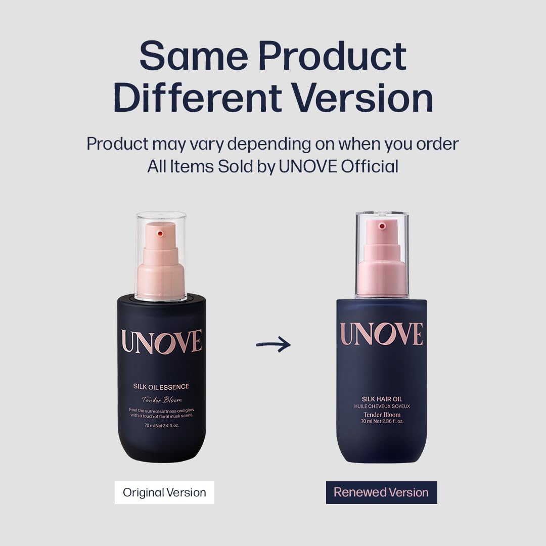 Front packaging display highlighting UNOVE Silk Oil Essence.