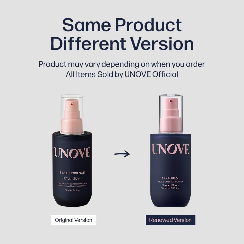 Front packaging display highlighting UNOVE Silk Oil Essence.