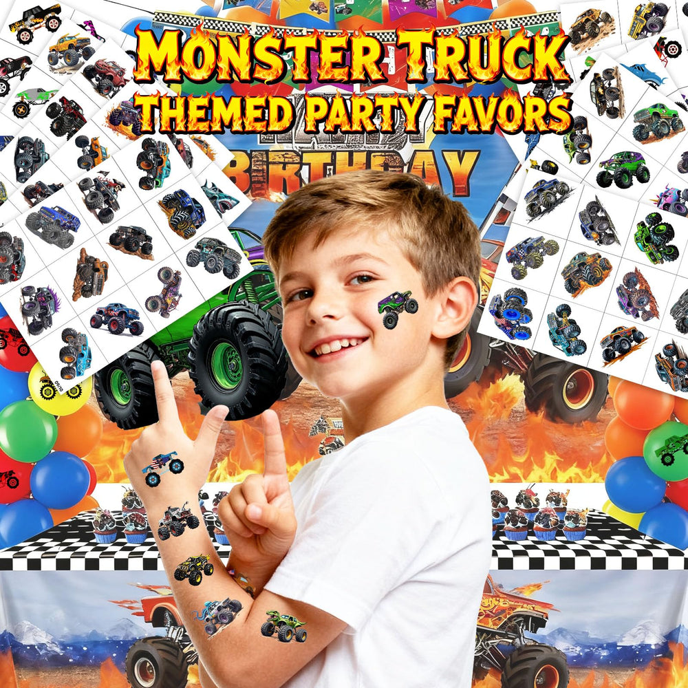 UNQFELENS Monster Truck designs assortment for kids' celebrations.