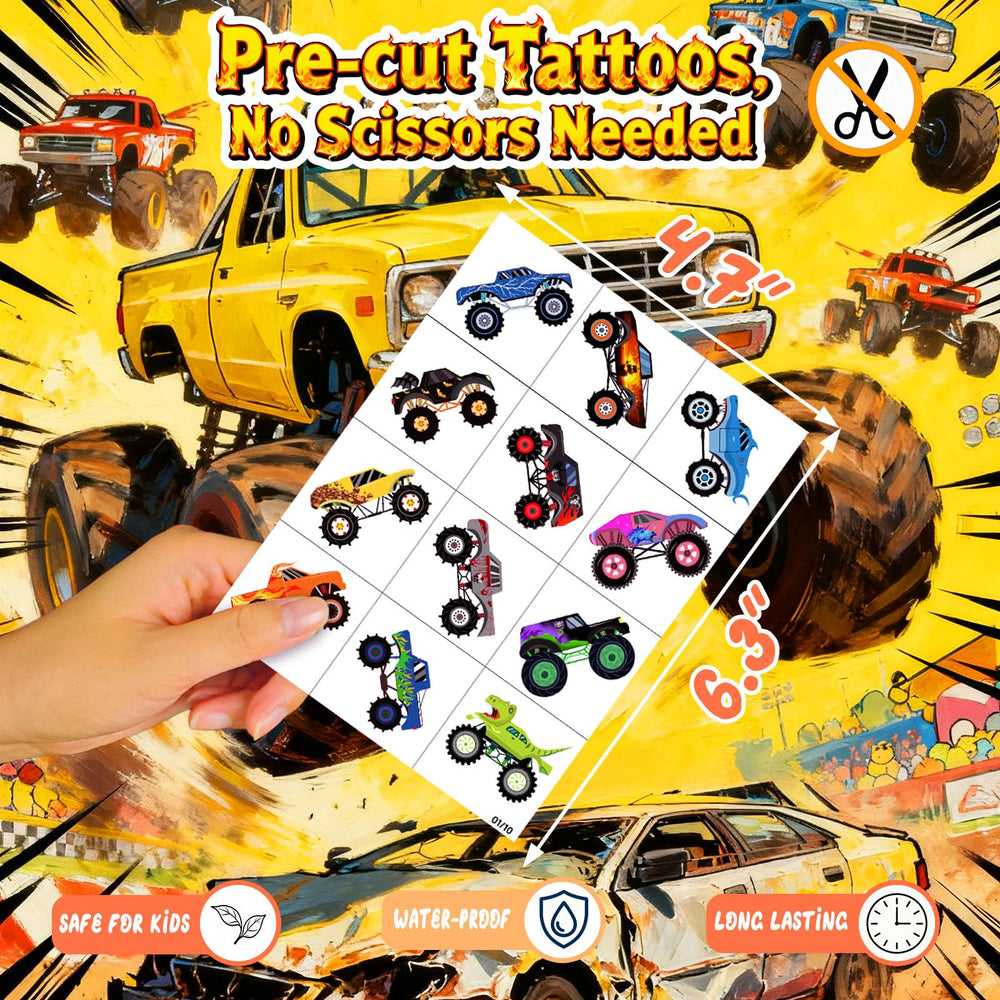 UNQFELENS Monster Truck tattoos on skin for playful looks.